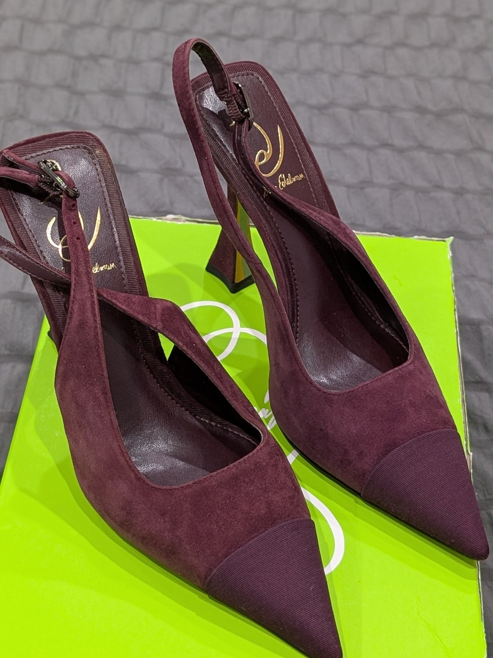 Sam Edelman Burgundy Pointed-Toe Slingback Heels - Picture 3 of 3